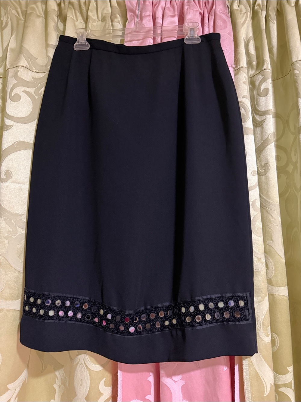 Harve Benard Black Midi Skirt with Eyelet Hem